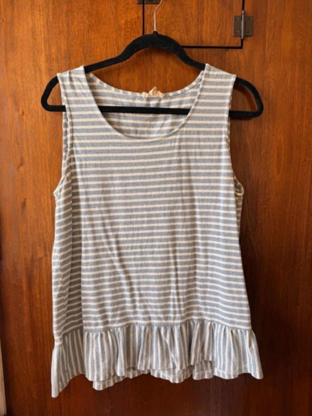 Light Blue and White Striped sleeveless top